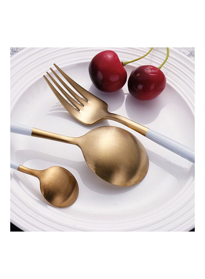 Generic - Stainless Steel Cutlery Set 4-Piece Mirror Polished Flatware Reusable Utensils Kitchen Tableware Include Knife Fork Spoon for Home Hotel Wedding Festival Party White 25*3.5*16cm - Image 1