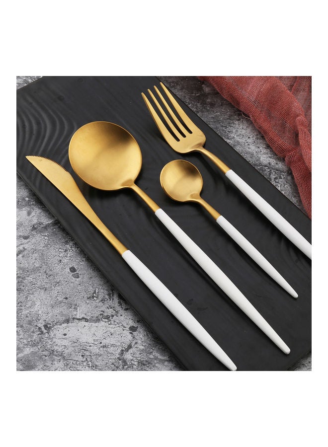 Generic - Stainless Steel Cutlery Set 4-Piece Mirror Polished Flatware Reusable Utensils Kitchen Tableware Include Knife Fork Spoon for Home Hotel Wedding Festival Party White 25*3.5*16cm - Image 1