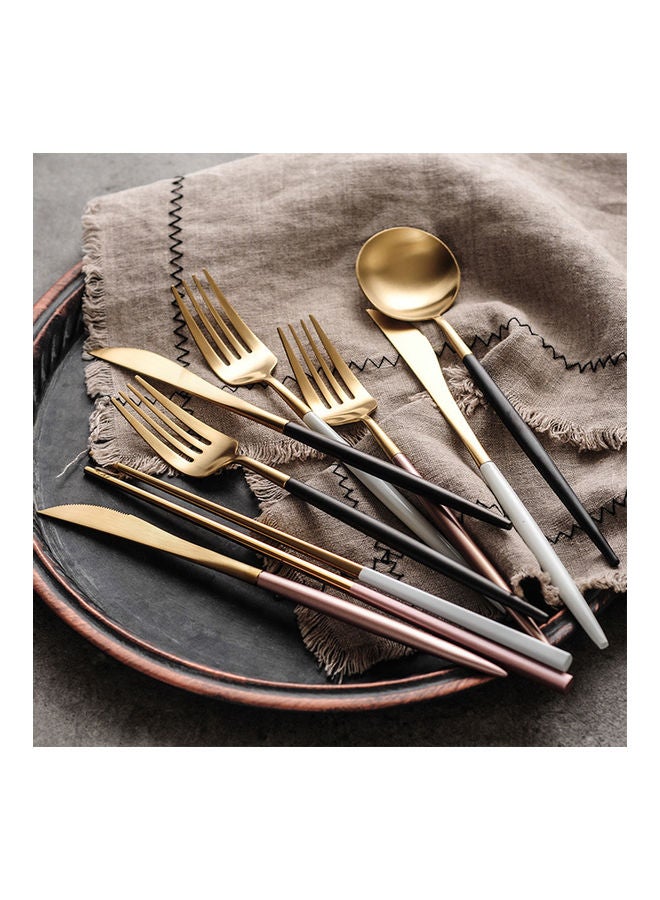 Generic - Stainless Steel Cutlery Set 4-Piece Mirror Polished Flatware Reusable Utensils Kitchen Tableware Include Knife Fork Spoon for Home Hotel Wedding Festival Party White 25*3.5*16cm - Image 1