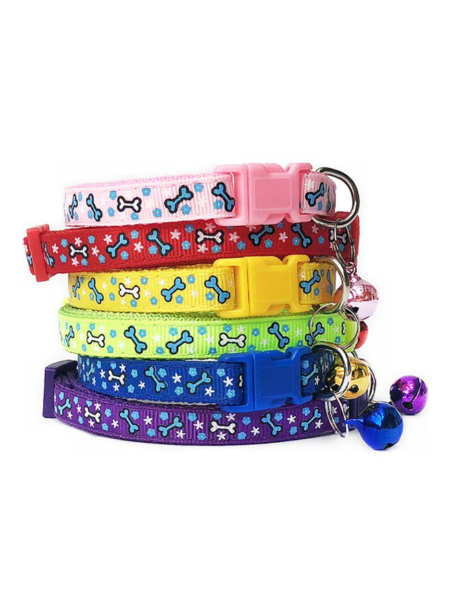 Bone Print Bell Adjustable Buckle Collar Red 32cm - Image 3