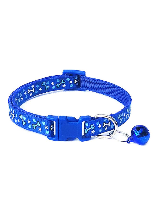 Bone Print Bell Adjustable Buckle Collar Sapphire Blue 32cm - Image 1