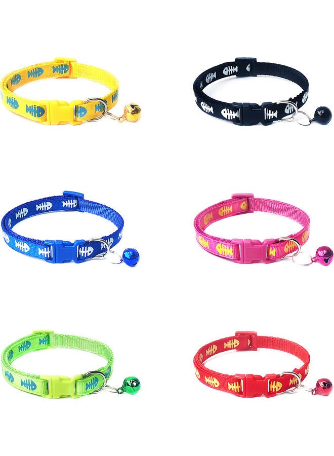 طوق قابل للتعديل بإبزيم مصحوب بجرس، مطبوع عليه أشكال عظام أخضر فلوروسنت 32x1سم - Image 4