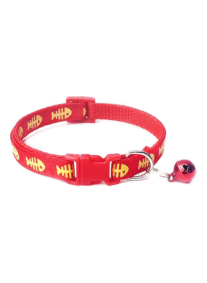 Bone Print Bell Buckle Adjustable Collar Red 32x1cm - Image 1