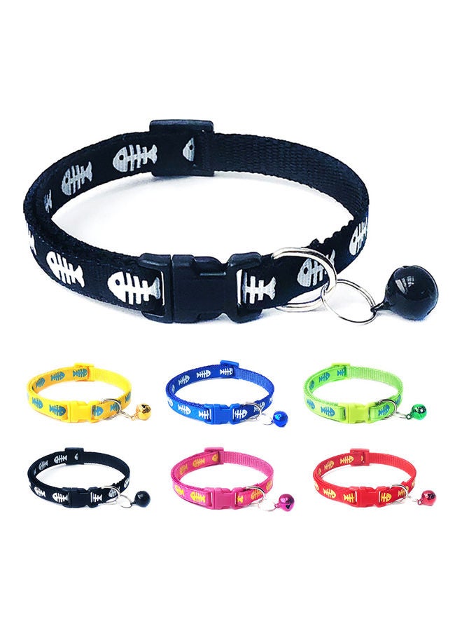 طوق قابل للتعديل بإبزيم مصحوب بجرس، مطبوع عليه أشكال عظام أخضر فلوروسنت 32x1سم - Image 2