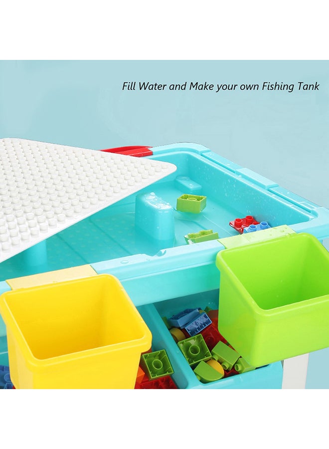 Little Story - 3In1 Activity And Block Table, Toys Table, 69 Blocks Lego Compatible, Study Table, Water Play Table, Sand Table, Multipurpose Table,Boys Girl Kids Furniture, Sensory Play, Homeschooling, 69 Blocks, 3Years 69 - Image 1