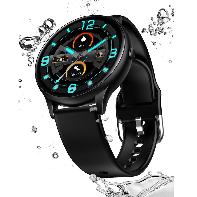 Lemonda - Full Touch K21 Waterproof Round Smart Watch Black - Image 1