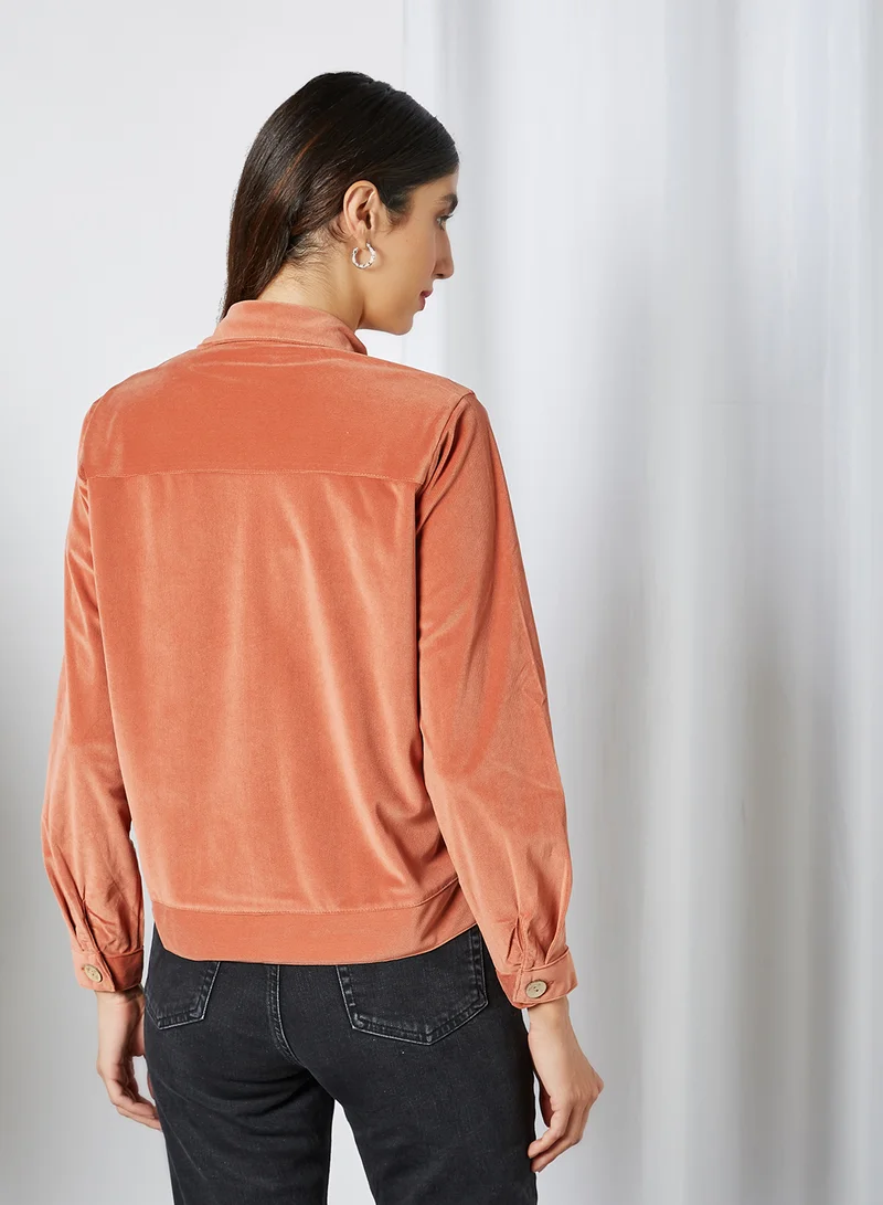 Jacqueline de Yong Corduroy Front Pocket Shirt Bruschetta