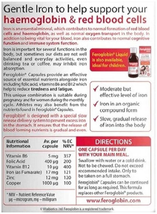 Vitabiotics Feroglobin Original 30 Tablets  - Image 2