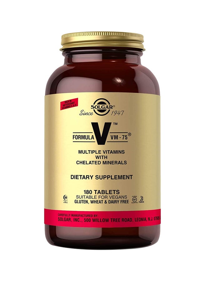 Solgar Formula VM-75 Dietary Supplement - 180 Tablets - Image 1