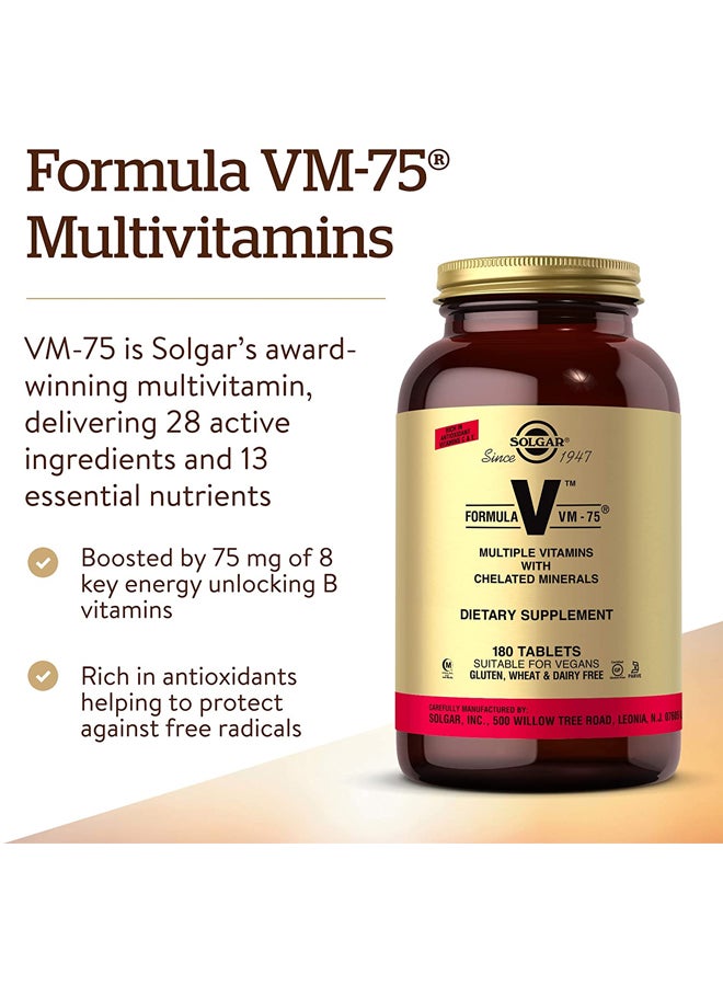 Solgar Formula VM-75 Dietary Supplement - 180 Tablets - Image 2