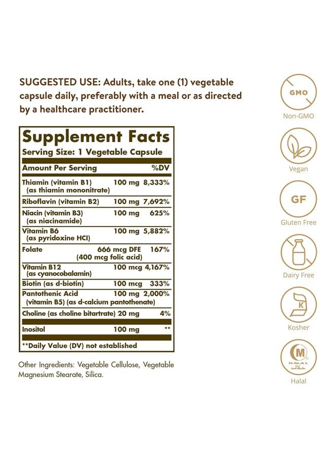 Solgar B-Complex Dietary Supplement - 100 Capsules - Image 3