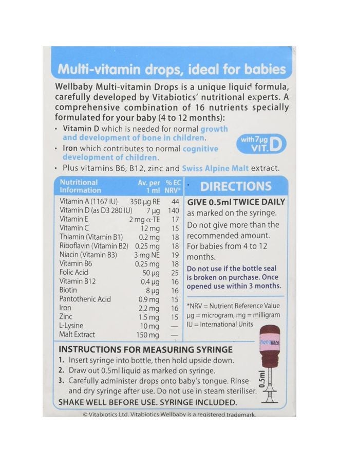 Vitabiotics Wellbaby Multi-Vitamin Drops 30 ml  - Image 2