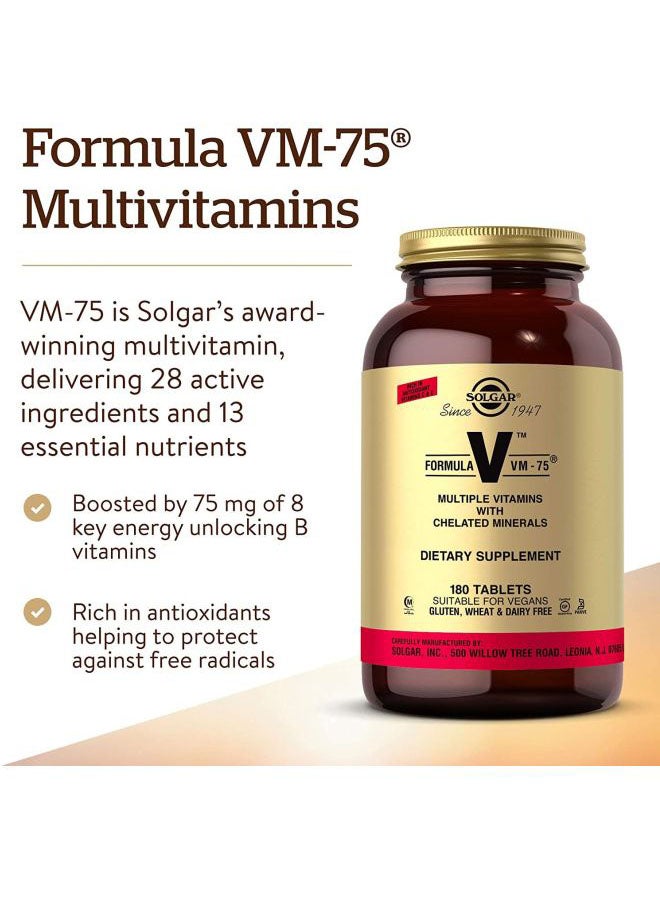 Solgar Formula VM-75 Dietary Supplement - 180 Tablets - Image 2