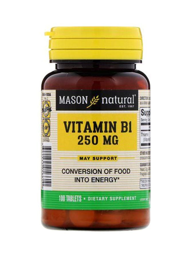 Mason Natural Vitamin B1 Dietary Supplement 250mg - 100 Tablets - Image 1