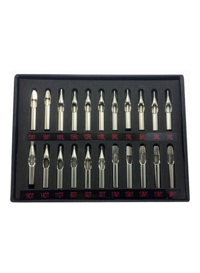 22-Piece Stainless Steel Tattoo Nozzle Tip Set Silver - Image 1