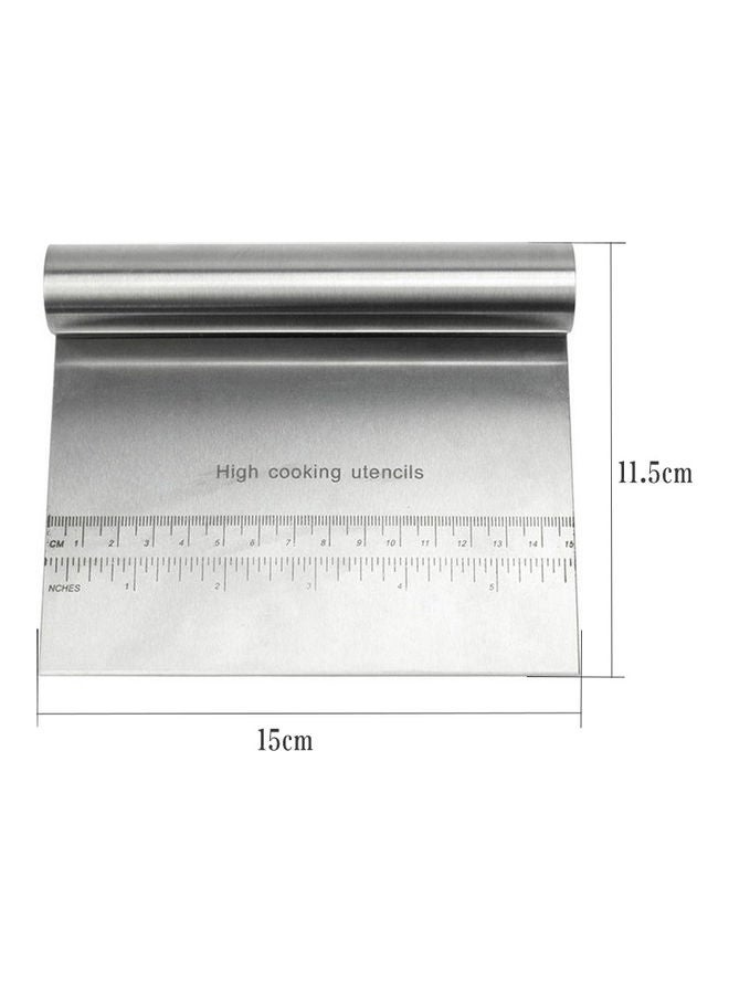 Dough Scraper Chopper Stainless Steel Pastry Pizza Cutter Slicer with Measuring Scale for Dough Cake Pizza Silver