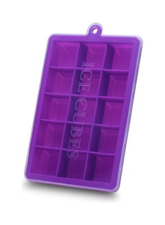 Silicone Ice Cube Trays with Lids Square Ice Cube Molds 15 Ice Cubes Maker Mold for Ice Cream Party Cocktail Whiskey Chocolate Cube Baking Mold Easy Release Purple 18.5*3*13cm