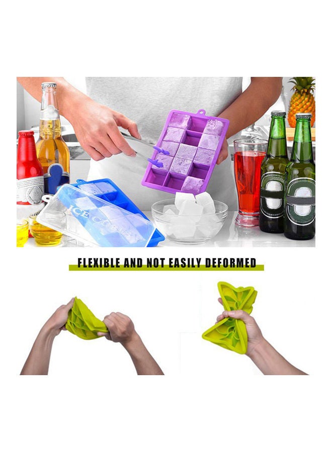 Generic - Silicone Ice Cube Trays with Lids Square Ice Cube Molds 15 Ice Cubes Maker Mold for Ice Cream Party Cocktail Whiskey Chocolate Cube Baking Mold Easy Release Purple 18.5*3*13cm - Image 1