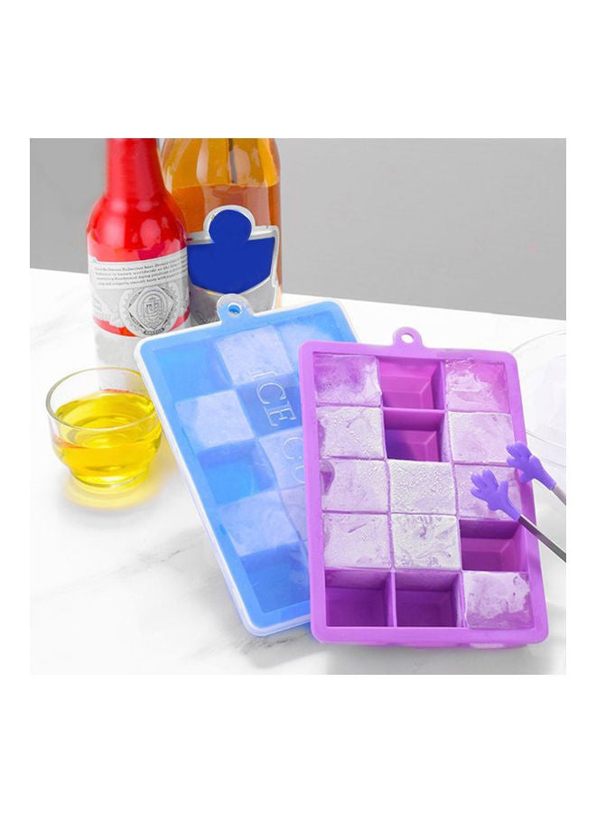 Generic - Silicone Ice Cube Trays with Lids Square Ice Cube Molds 15 Ice Cubes Maker Mold for Ice Cream Party Cocktail Whiskey Chocolate Cube Baking Mold Easy Release Purple 18.5*3*13cm - Image 1