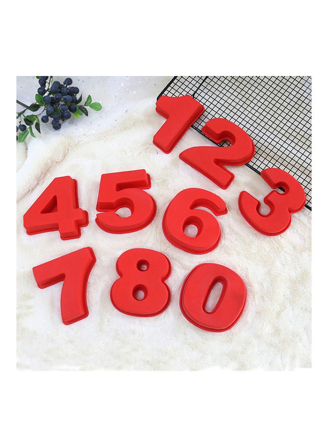 Generic - Silicone Number Shape Cake Mold Red 17.7x14.4x4.5cm - Image 1