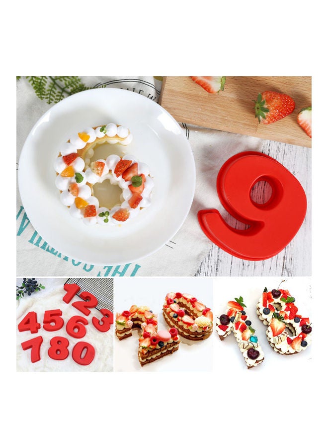 Generic - Silicone Number Shape Cake Mold Red 17.7x14.4x4.5cm - Image 1