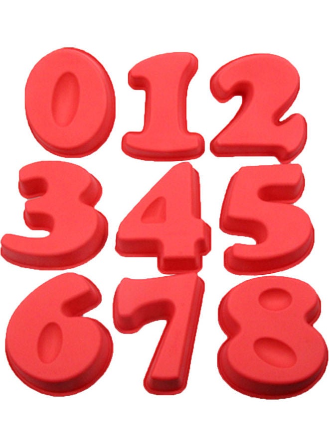 Generic - Silicone Number Shape Cake Mold Red 17.7x14.4x4.5cm - Image 1