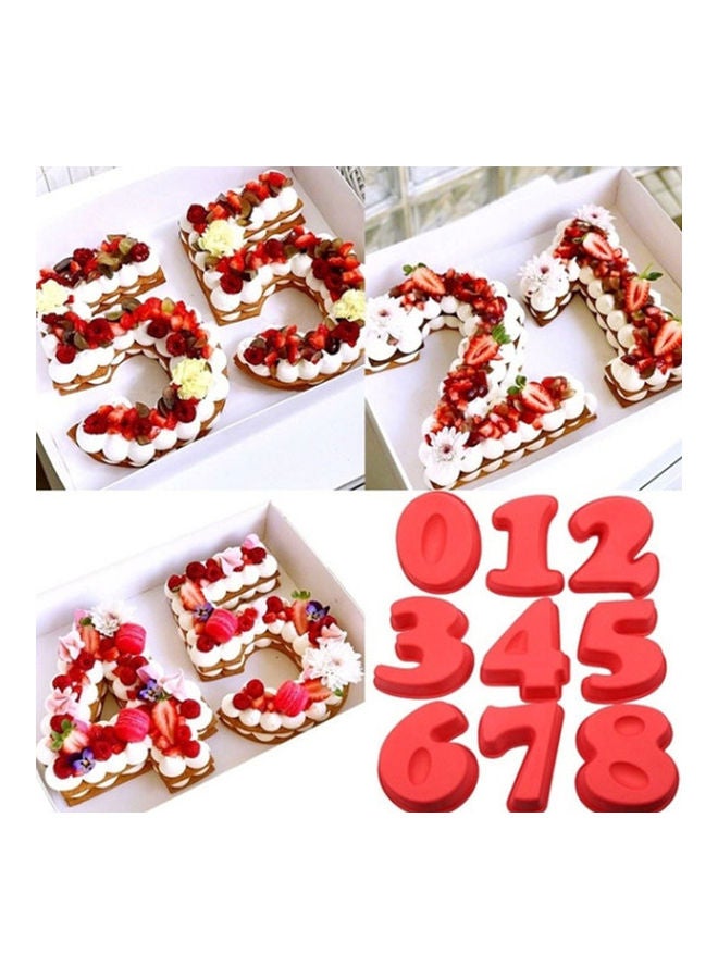 Generic - Silicone Number Shape Cake Mold Red 17.7x14.4x4.5cm - Image 1