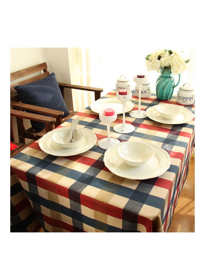 Large Grid Table Cover Red/Blue/Beige 24x24cm - Image 1
