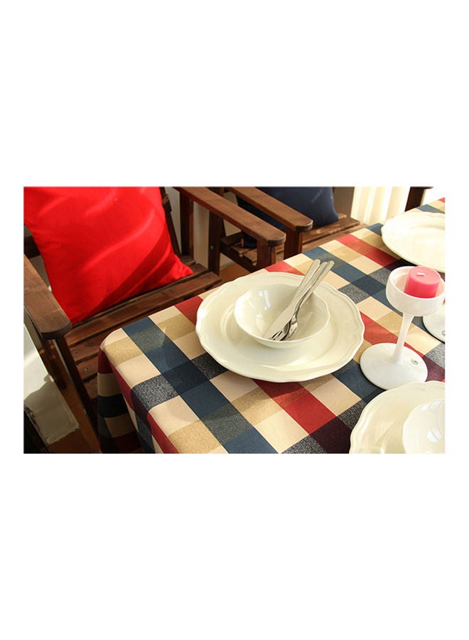 Large Grid Table Cover Red/Blue/Beige 24x24cm - Image 2