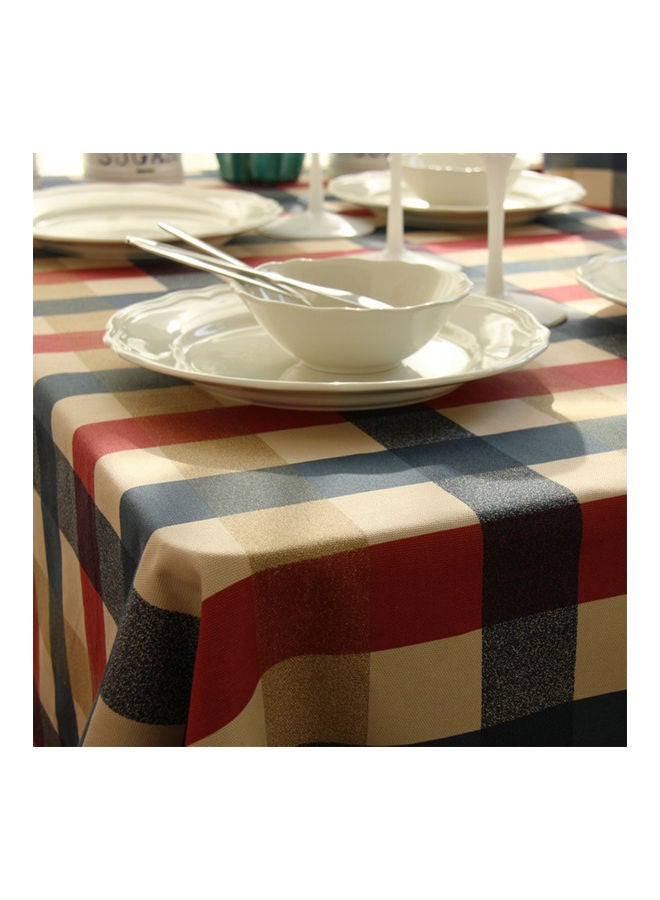 Large Grid Table Cover Red/Blue/Beige 24x24cm - Image 4