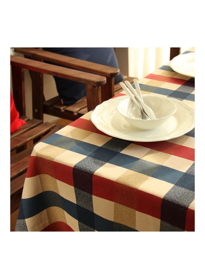 Large Grid Table Cover Red/Blue/Beige 24x24cm - Image 3