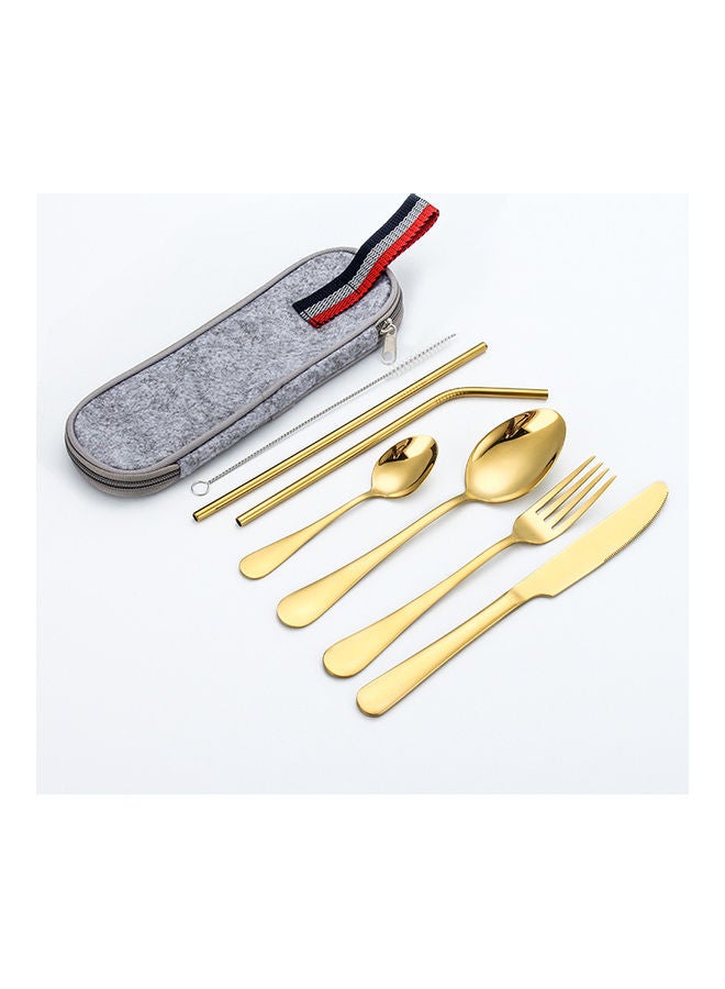 Generic 8-Piece Stainless Steel Tableware Set Gold/Grey  - Image 1