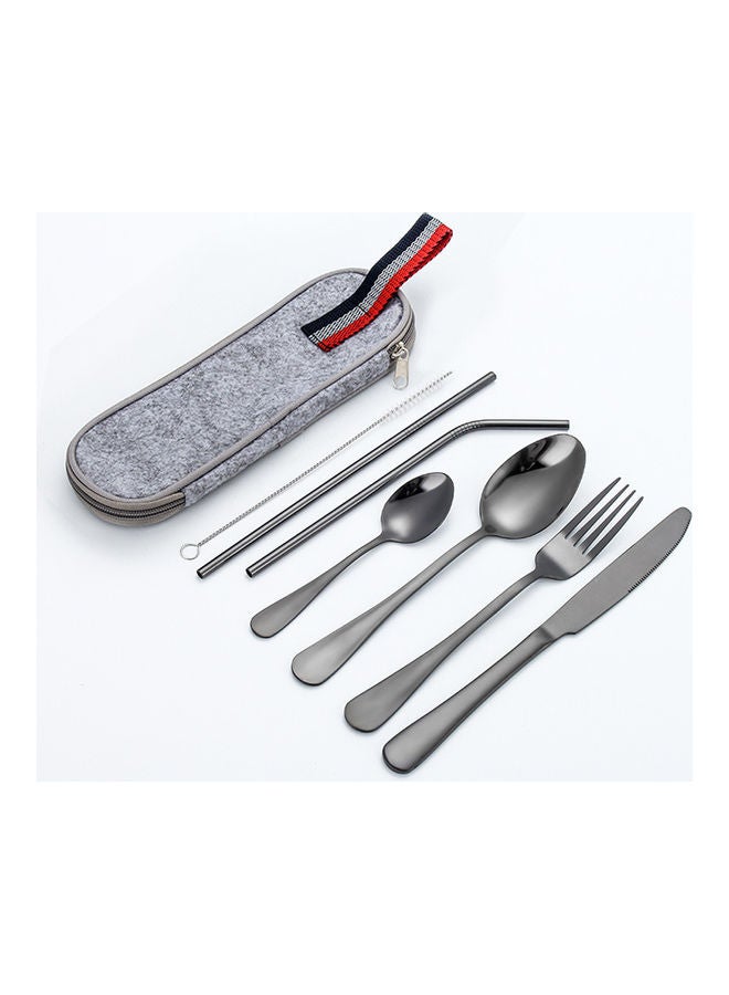 Generic 8-Piece Stainless Steel Tableware Set Black/Grey  - Image 1