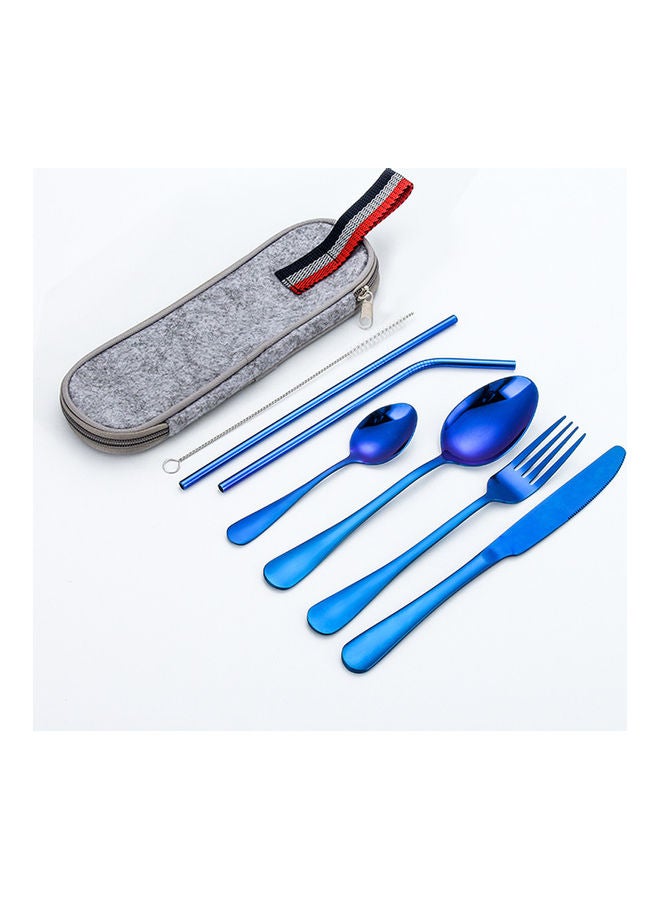 Generic 8-Piece Stainless Steel Tableware Set Blue/Grey  - Image 1