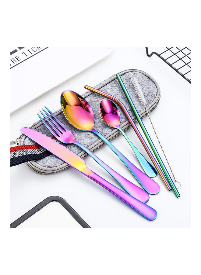 Generic 8-Piece Stainless Steel Tableware Set Blue/Grey  - Image 2