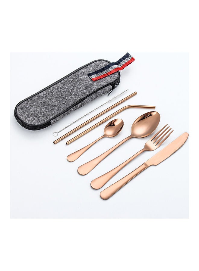 Generic 8-Piece Stainless Steel Tableware Set Pink/Gold/Grey  - Image 3