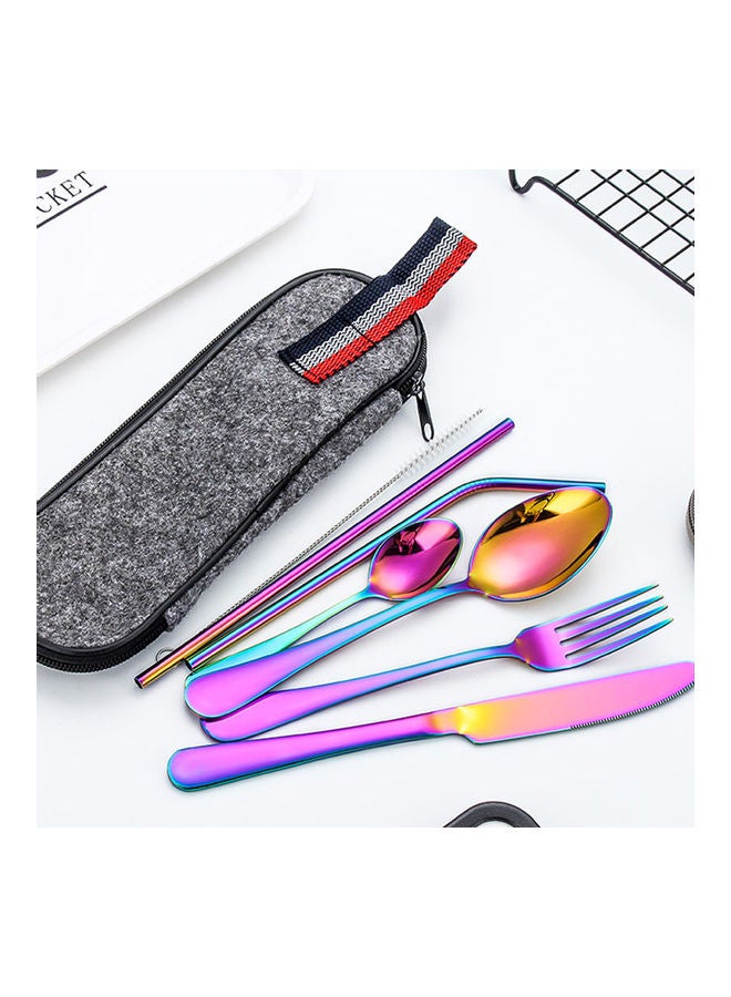Generic 8-Piece Stainless Steel Tableware Set Pink/Gold/Grey  - Image 5