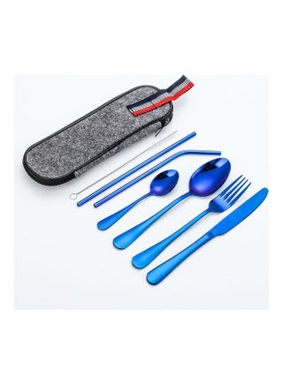 8-Piece Stainless Steel Tableware Set Blue/Grey - v1604584754/N41876083A_1