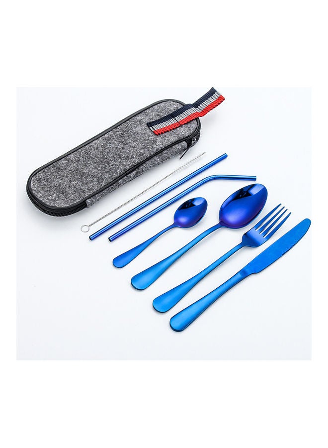 8-Piece Stainless Steel Tableware Set Blue/Grey