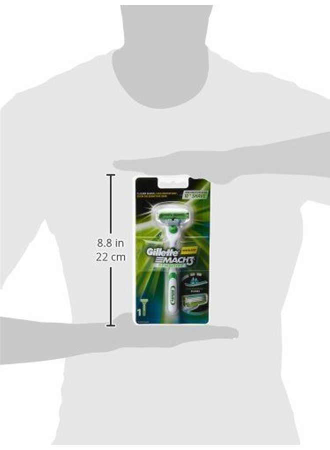 جيليت - ماكينة حلاقة ماك 3 للبشرة الحساسة أبيض/أخضر One Size - Image 1