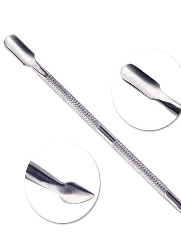 3Pcs Nail Care Tools Scissors Cuticle Pusher Smooth Nails Manicure Tools Silver - Image 4