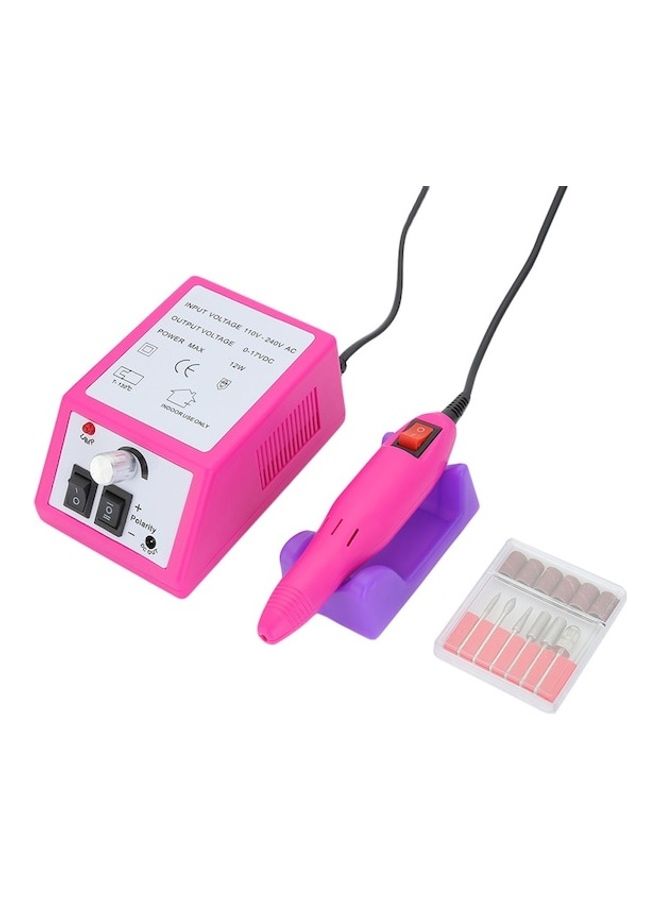 طقم أدوات مبرد أظافر كهربائي احترافي للعناية بأظافر اليدين والقدمين وتلميع الأظافر وطلاء الجل وردي - Image 2