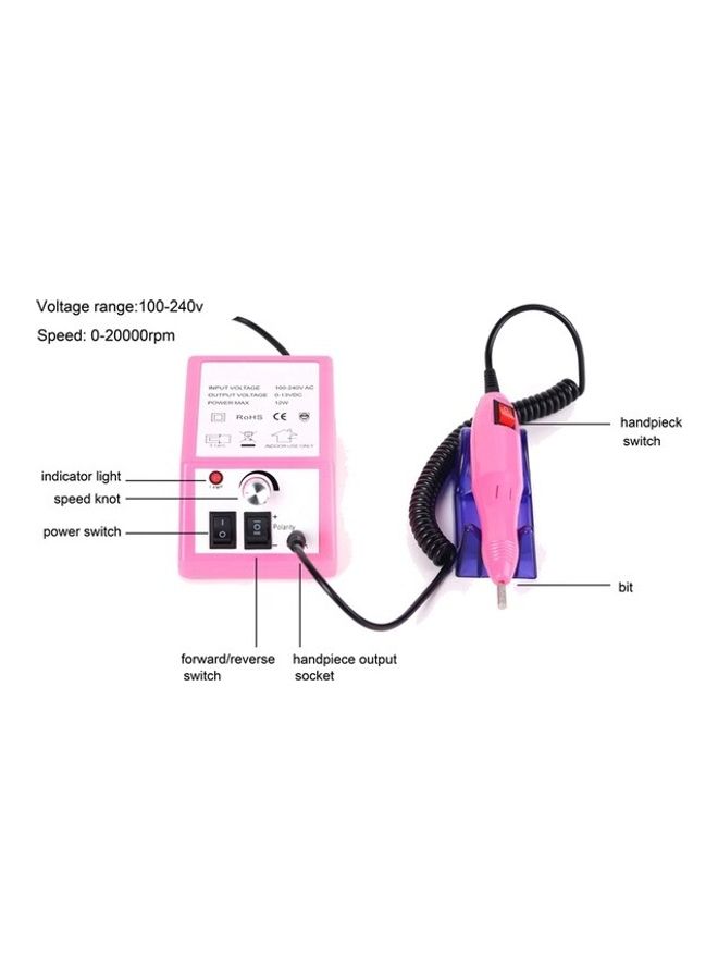 طقم أدوات مبرد أظافر كهربائي احترافي للعناية بأظافر اليدين والقدمين وتلميع الأظافر وطلاء الجل وردي - Image 5