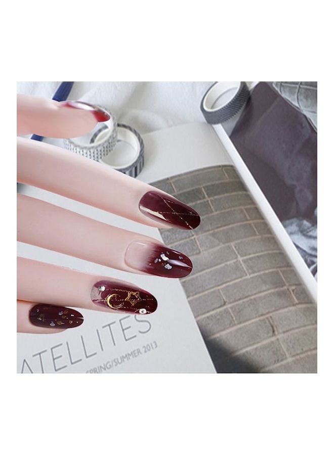 24 Piece Artificial Nails Stars Moons Pattern Gradient Color Round Toe Nail Tips multicolour - Image 3