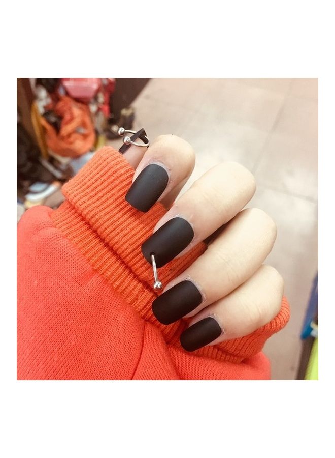 24 Pieces Artificial Nails Ring Decor Beauty Tool multicolour - Image 1