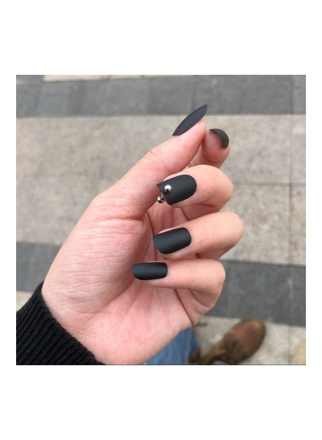 24 Pieces Artificial Nails Ring Decor Beauty Tool multicolour - Image 3