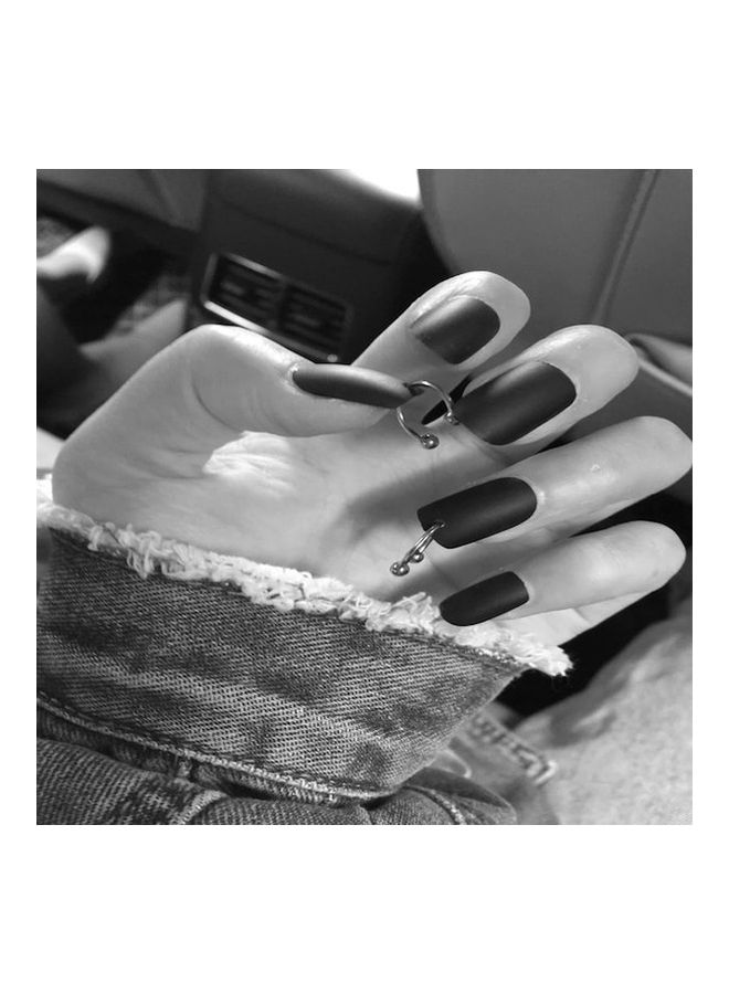 24 Pieces Artificial Nails Ring Decor Beauty Tool multicolour - Image 4