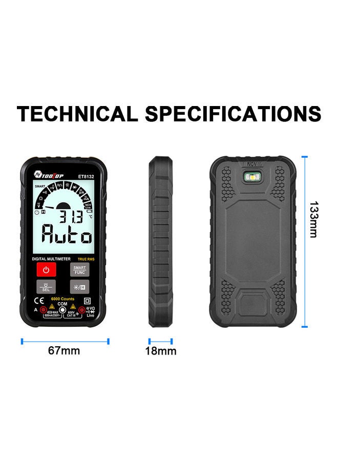 Handheld High Accuracy Digital Multimeter Black 15.00X3.00X7.00cm  - Image 2