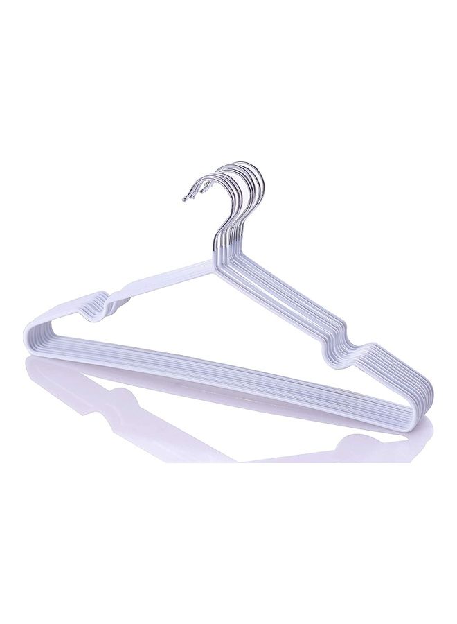 YANEK Yanek Metal Hangers | For Shirt, Coat, Trousers | Strong, Anti Slip & Space Saving | Rubber Coated, 40 Cm (White, 100) White 40cm  - Image 1