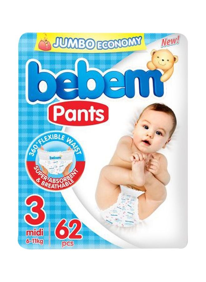 Pants Diapers, Size 3, Midi, 6-11 kg, Jumbo Economy, 62 Count - v1604600999/N40045983A_1